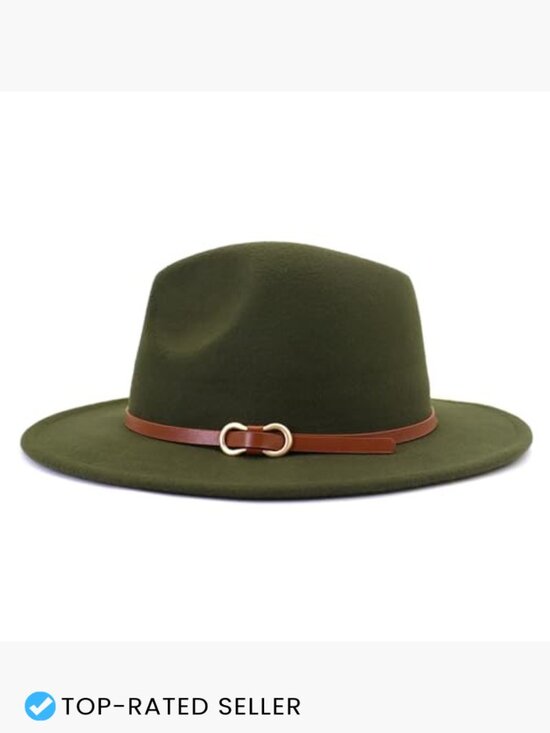 Wide Brim Felt Fedora Hat Adjustable Belt Buckle Classic Western Jazz Style main image 3